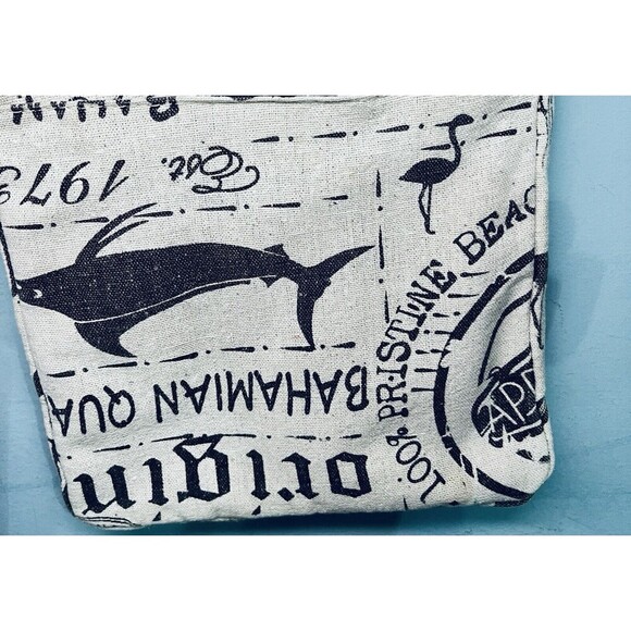 Bahamas Ivory Brown Canvas Crossbody Bag Zip Up W Outside Pocket - Picture 5 of 11